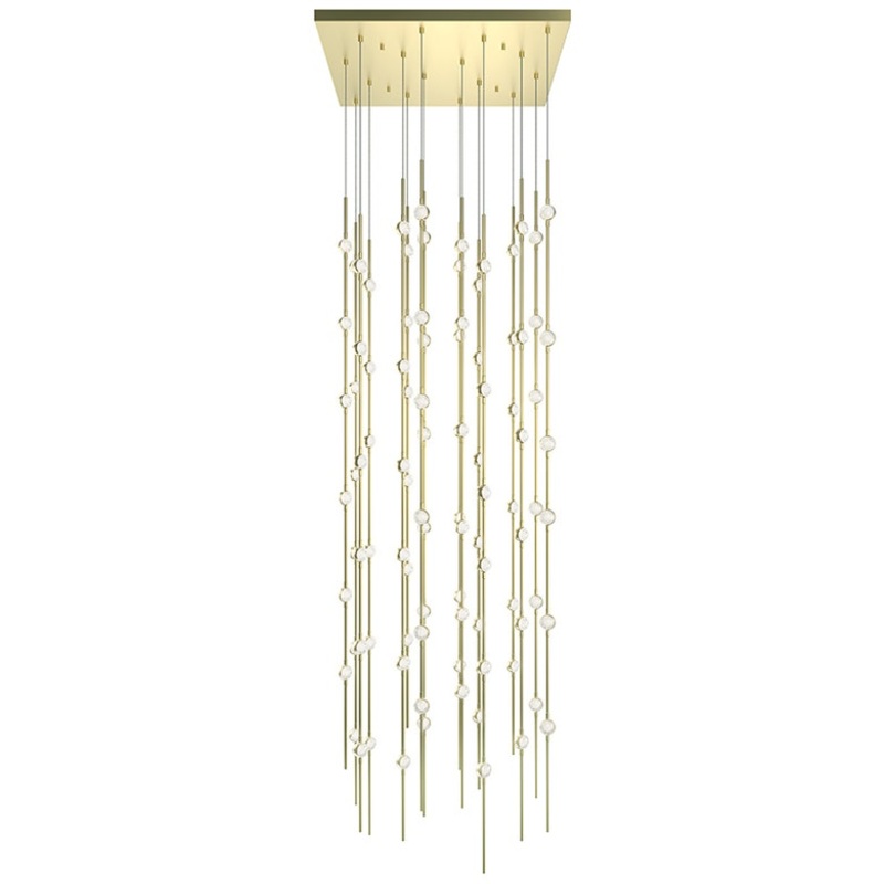 Constellation Andromeda 24″ Square LED Pendant Satin Brass with Clear Faceted Acrylic 2700K 10′ Adjustable Cord
