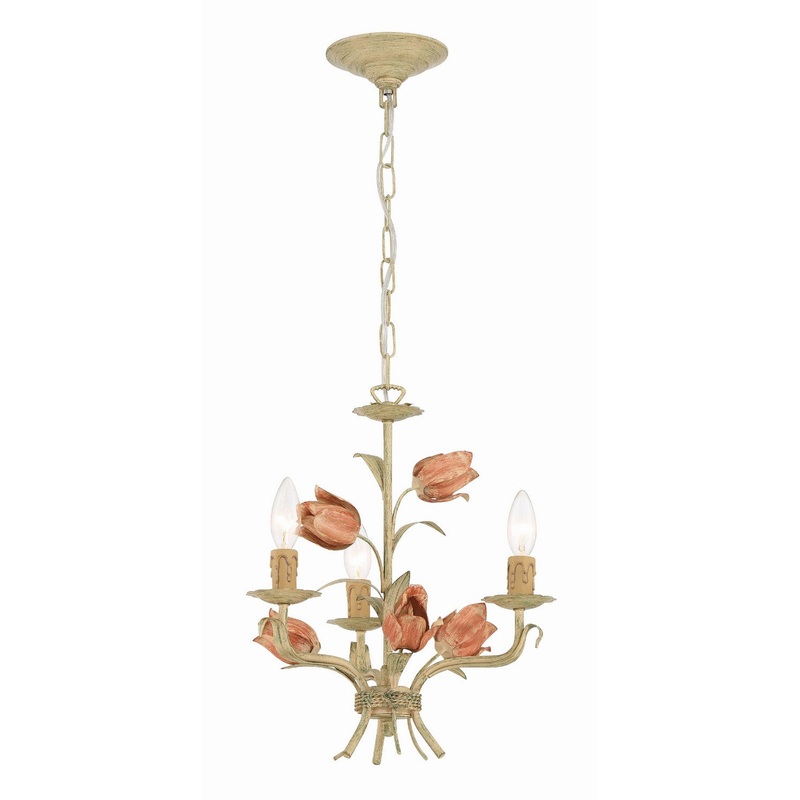 Crystorama 4803-SR Southport Three Light Mini Chandelier Sage Rose