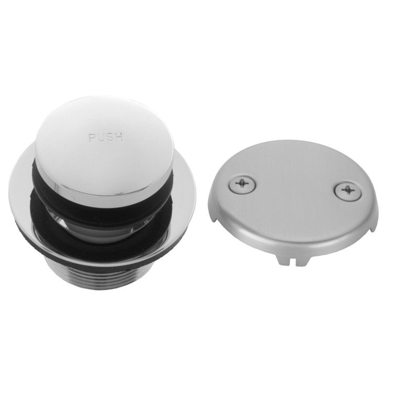 Drain Strainer Toe Control Tub with 2 Hole Faceplate Polished Nickel Brass Spring Loaded