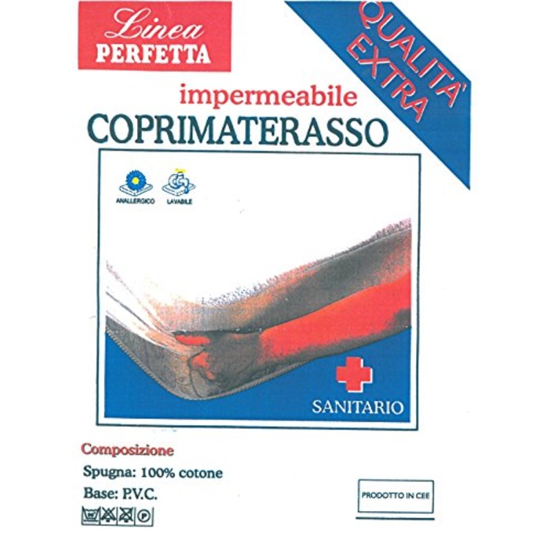 Euroricami Viterbo Coprimaterasso con Cerata Impermeabile Singolo Traversa 1 Piazza Sanitario con Angoli 90 x 195 cm