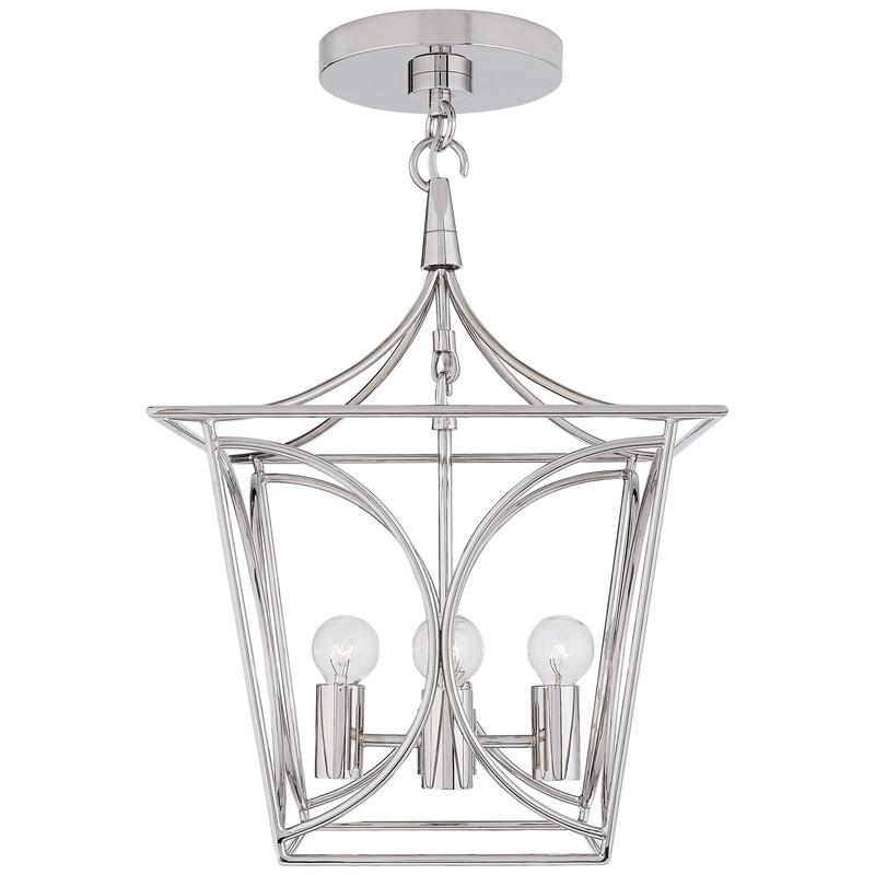 Four Light Mini Lantern from the Cavanagh Collection in Polished Nickel Finish by Visual Comfort Signature