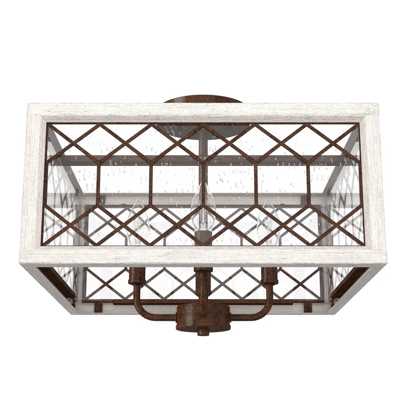 Four Light Semi-Flush Mount from the Chevron Collection in Textured Rust Finish by Hunter