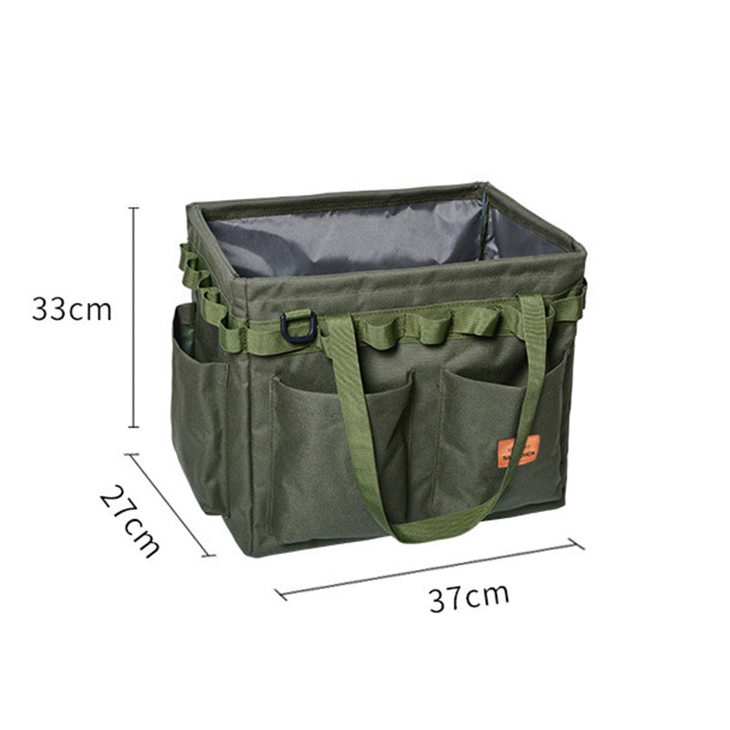 Green Heavy Duty Foldable Outdoor Camping Storage Box – Oxford Cloth Collapsible Gear Organizer Tote with Pockets