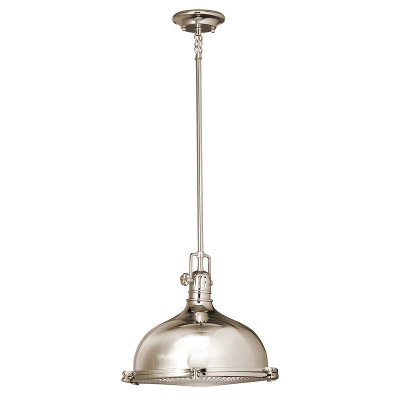 Kichler 2666PN One Light Pendant, Polished Nickel