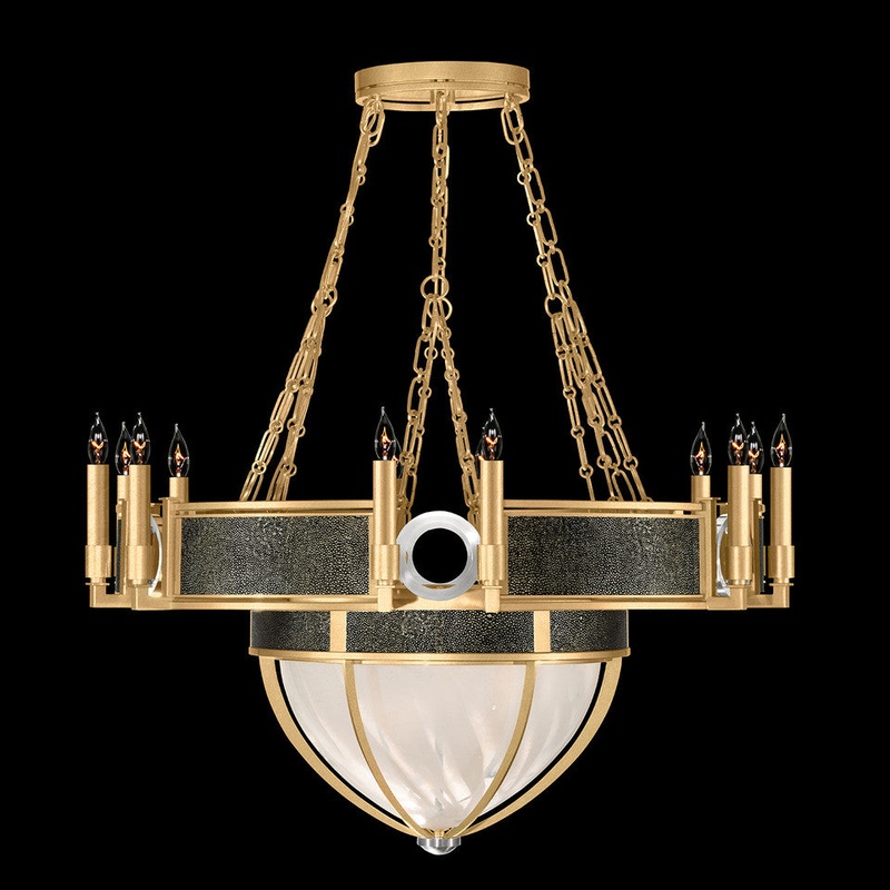 Mirage 35.75″W Round Chandelier Black Iron/Brass/Coco