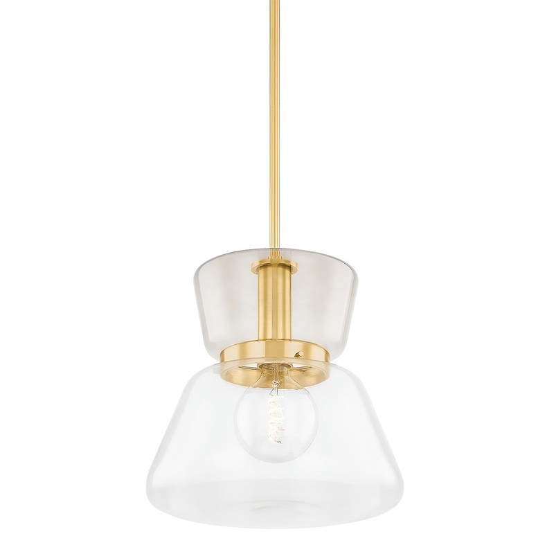 One Light Pendant from the Elodie Collection in Aged Brass Finish by Mitzi