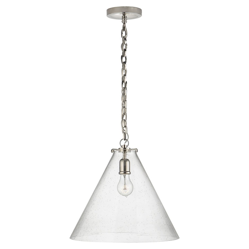 One Light Pendant from the Katie Conical Collection in Polished Nickel Finish by Visual Comfort Signature