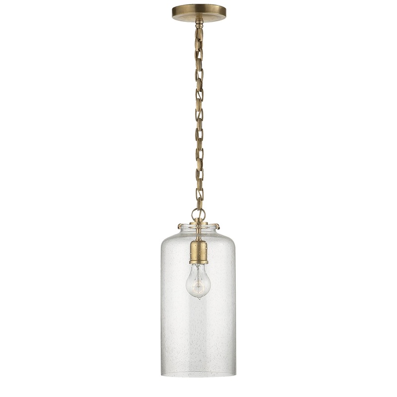 One Light Pendant from the Katie Cylider Collection in Hand-Rubbed Antique Brass Finish by Visual Comfort Signature