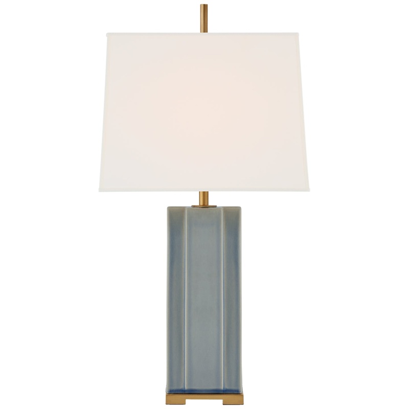 One Light Table Lamp from the Niki Collection in Polar Blue Crackle Finish by Visual Comfort Signature