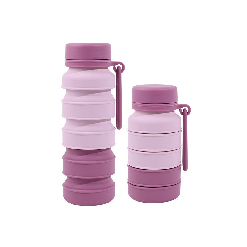 Pink Collapsible Silicone Water Bottle – 510ml Portable Food-Grade Travel & Sports Drink Flask
