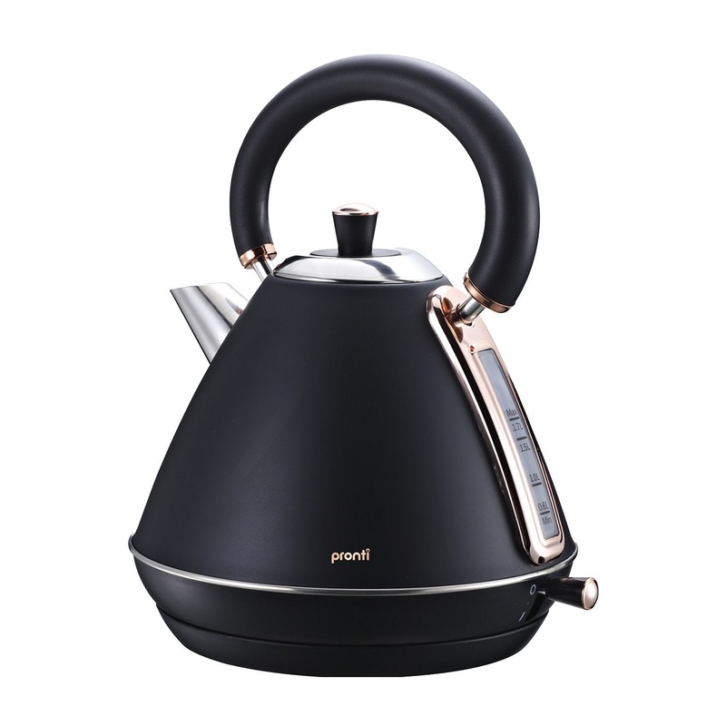 Pronti 1.7L Rose Trim Collection Kettle – Black