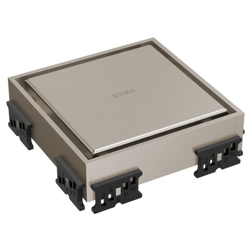 Square Drain Reversible Point 4 Inch Brilliance Luxe Nickel Stainless Steel for Shower