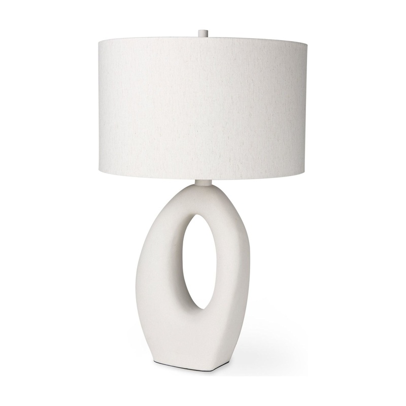 Tao Table Lamp White Base | Beige Shade