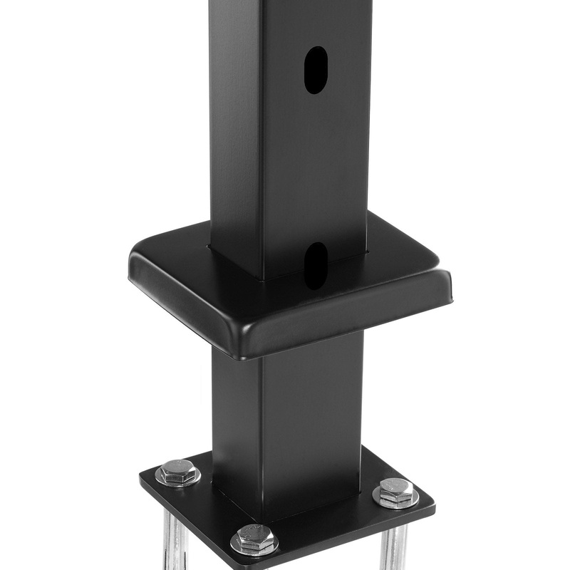 VEVOR Cable Railing Post, 42″ x 1″ x 2″ Steel Angled Hole Stair Railing Post, 12 Pre-Drilled Holes, SUS304 Stainless Steel Cable Rail Post with Horizontal and Curved Bracket, 1-Pack, Black, 106.7*2.5*5 cm