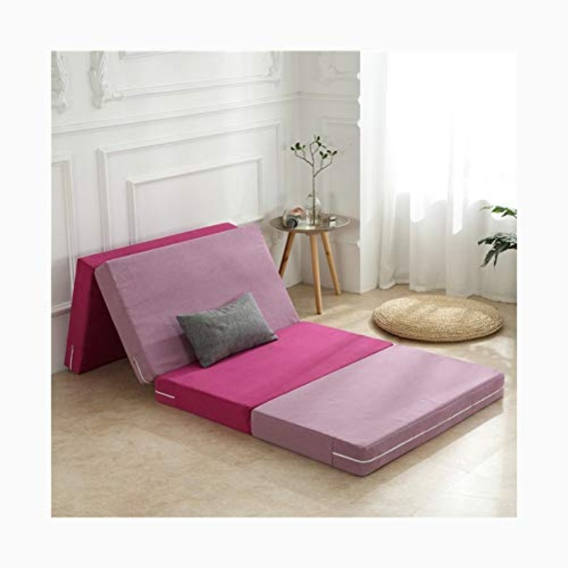 YANGLY 10 Centimetri di Spessore Multifunzionale Materasso Pieghevole Fold 4 Materasso for Pausa Pranzo Mats, Mats Gioco, Tatami, Letti A Castello (Color : Striped Powder, Size : 28x79inch)