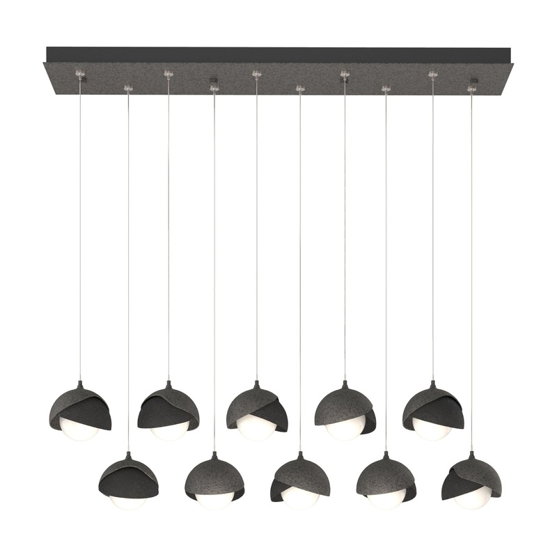 Brooklyn 10-Light Double Shade Pendant Natural Iron Black