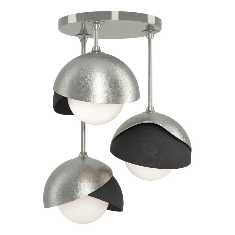 Brooklyn 3-Light Double Shade Semi-Flush Sterling Black