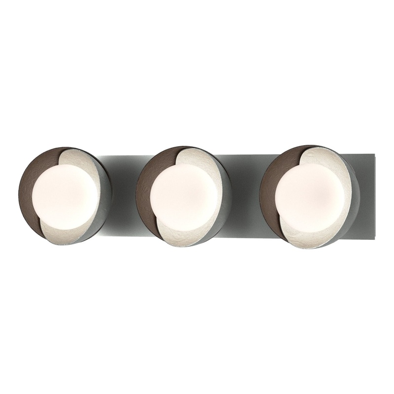 Brooklyn 3-Light Straight Double Shade Bath Sconce Vintage Platinum Oil Rubbed Bronze