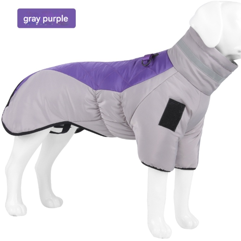 Greyish purple Reflective Winter Dog Coat – Waterproof Puffer Vest with Harness D-Ring for Outdoor Walks(6XL)