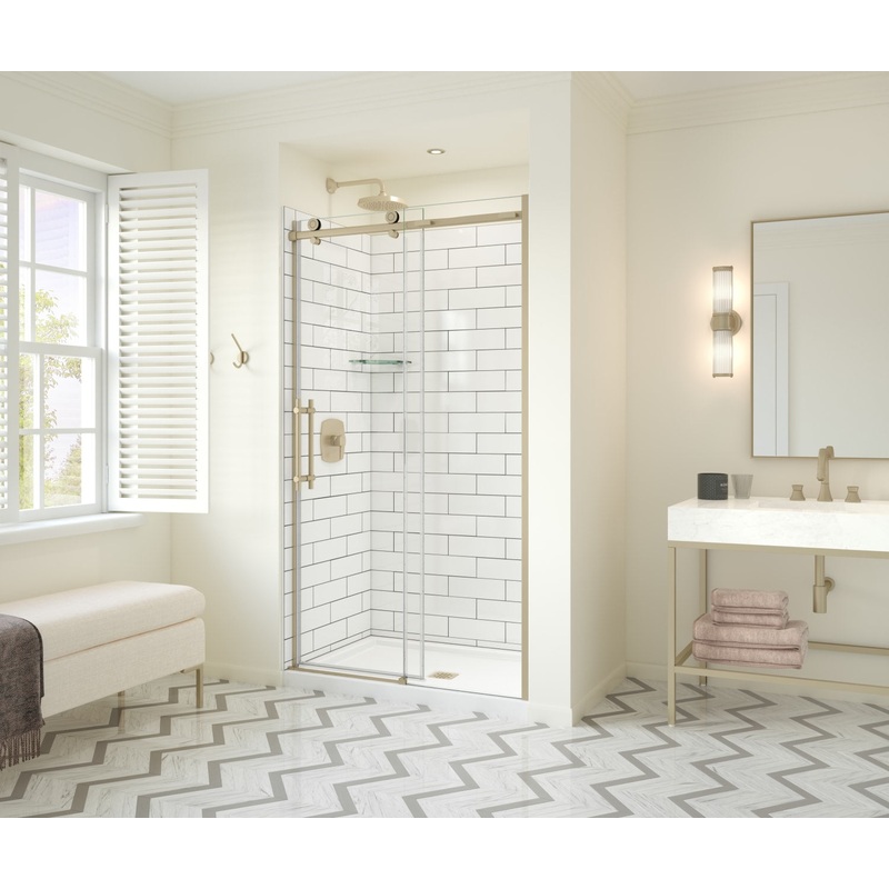 MAAX 137421-900-343-000 Odyssey SC 45-47  x 78in. 8 mm Sliding Shower Door for Alcove Installation with Clear glass in  Brushed Gold