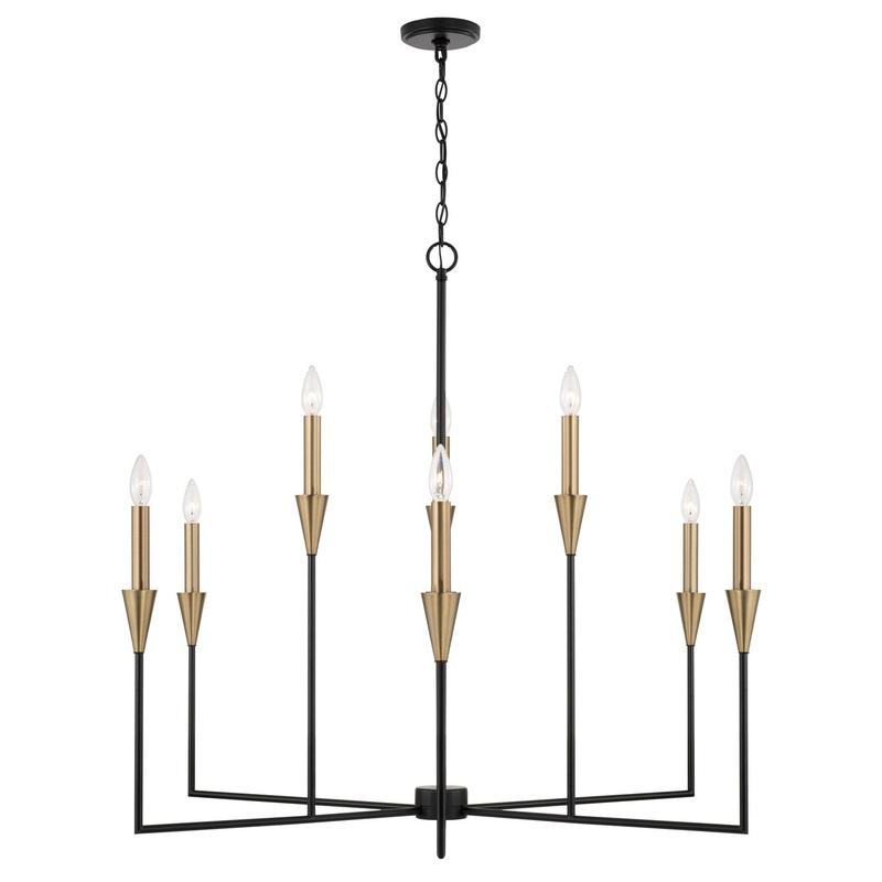 Nine Light Chandelier from the Avant Collection in Aged Brass and Black Finish by Capital Lighting