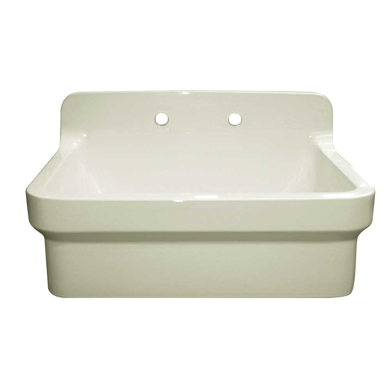 Old Fashioned Country Fireclay Utility Sink with High Backsplash
