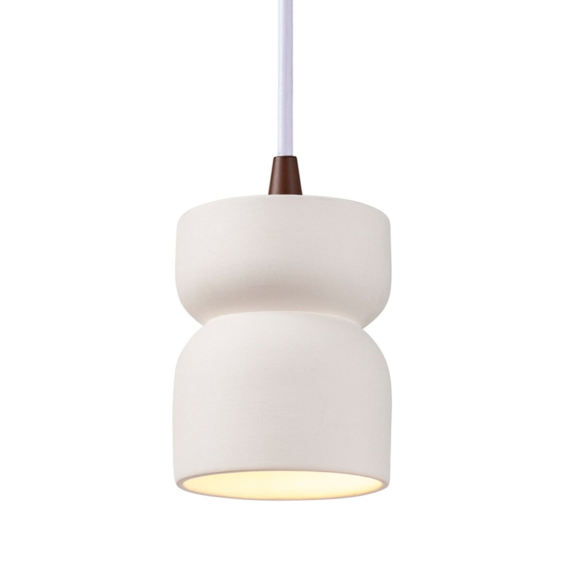 One Light Pendant from the Radiance Collection in Bisque Finish by Justice Designs