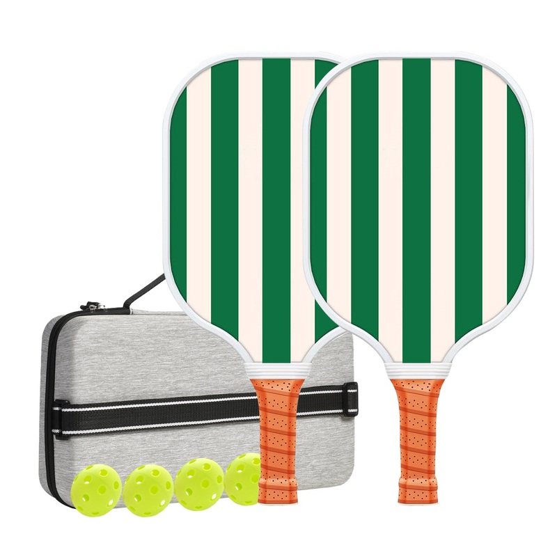 Set 4 White And Green T700 Carbon Fiber Pickleball Paddle Set – 2 Paddles, 4 Balls, and Portable Carry Bag for Adults and Students