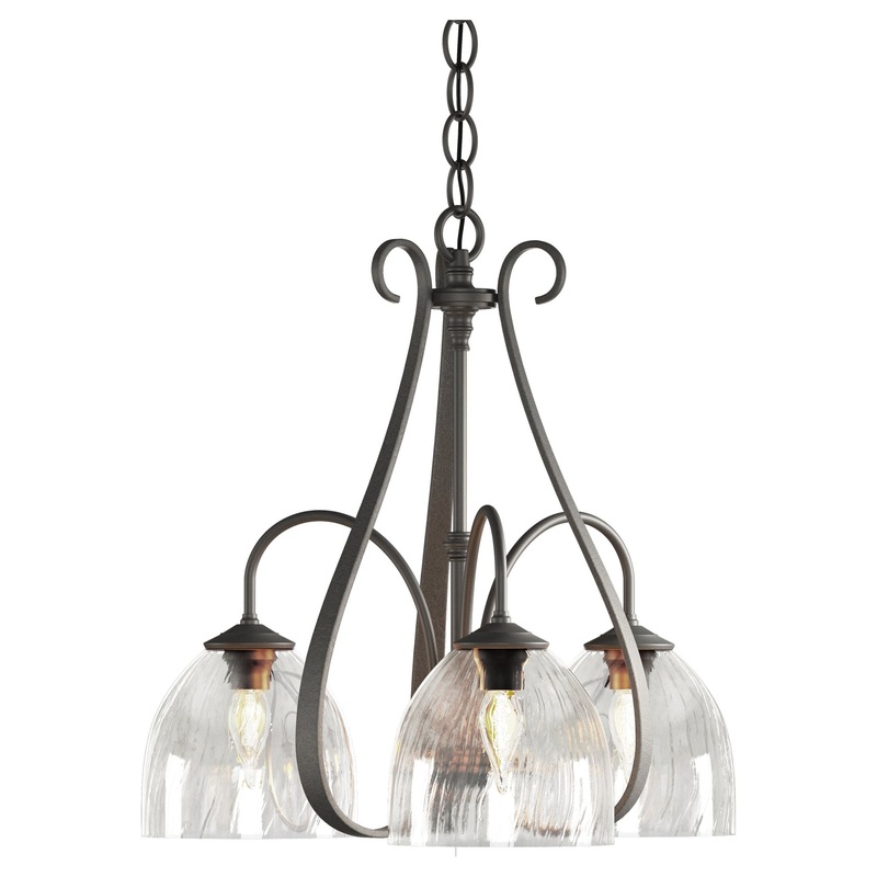 Sweeping Taper 3-Arm Chandelier Natural Iron Water Glass (LL)