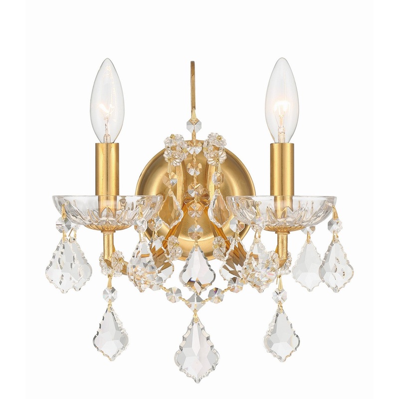 Crystorama 4452-GA-CL-MWP Filmore Two Light Wall Sconce Antique Gold