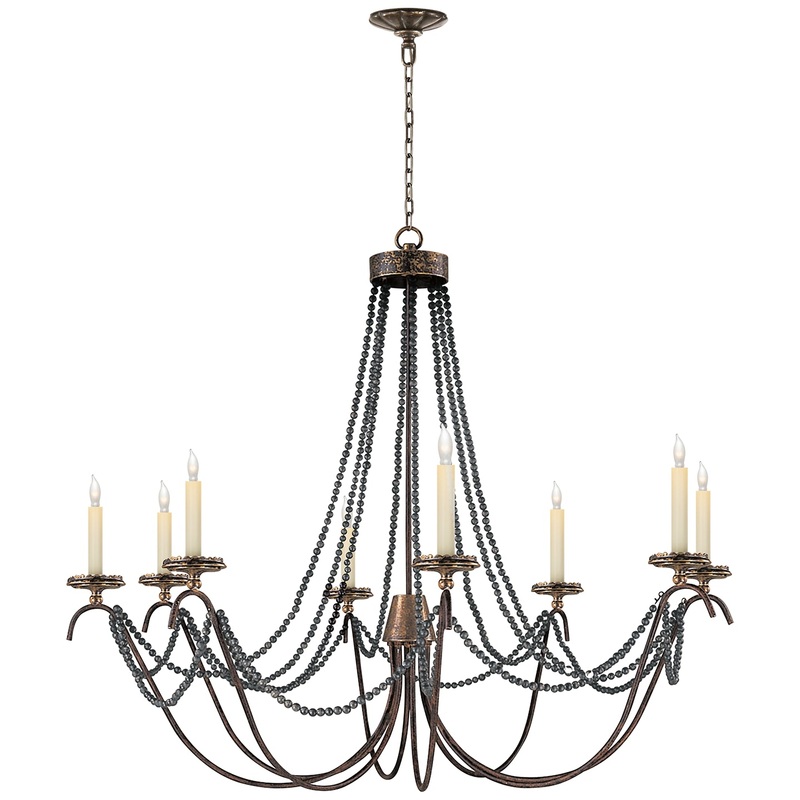 Eight Light Chandelier from the Marigot Collection in Hand Painted Rust Finish Finish by Visual Comfort Signature