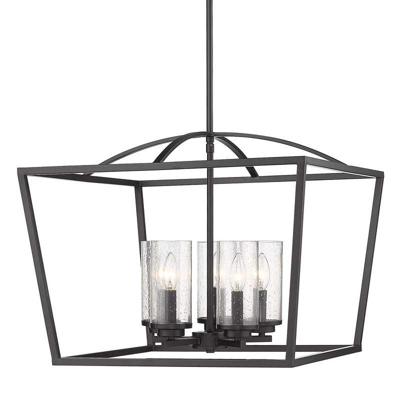 Five Light Chandelier from the Mercer Collection in Matte Black Finish by Golden