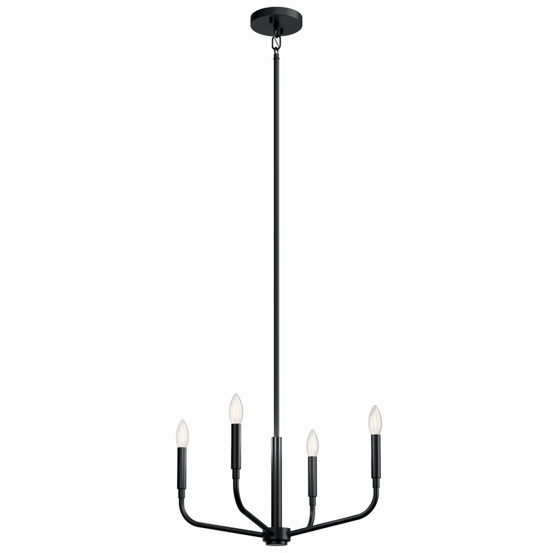 Four Light Chandelier/Semi Flush Mount from the Madden Collection in Black Finish by Kichler