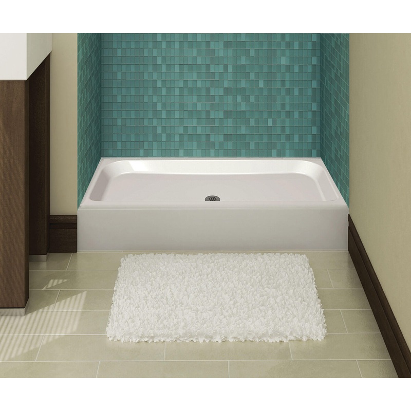 MAAX 105625-000-002-000 Finesse Base 42 x 32 AcrylX Alcove Shower Base with Center Drain in White