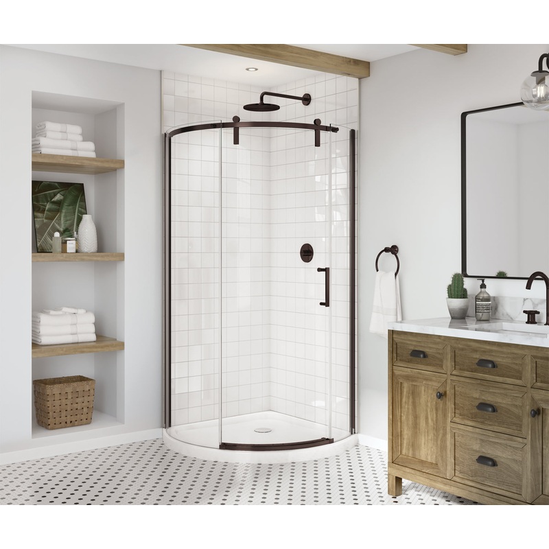 MAAX 139410-900-173-002 Outback Round 36 x 36 x 75 5/8 in. 8mm Sliding Shower Door for Corner Installation with Clear glass in Dark Bronze