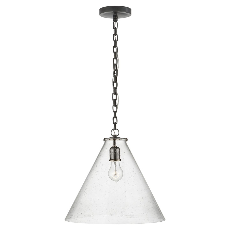 One Light Pendant from the Katie Conical Collection in Bronze Finish by Visual Comfort Signature
