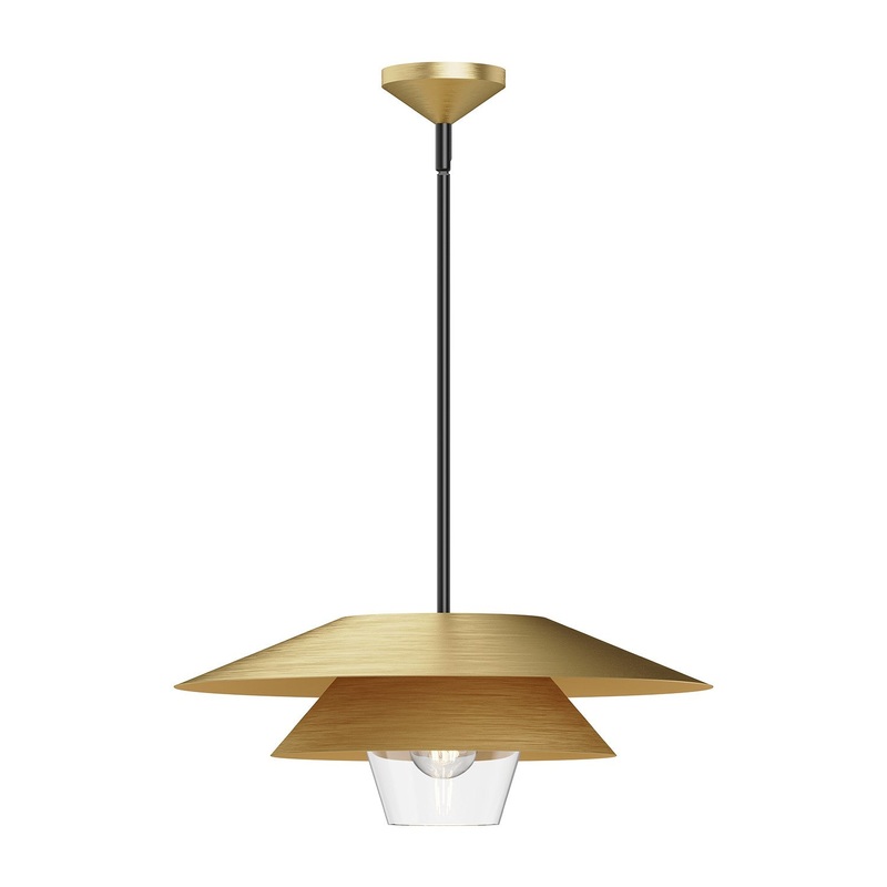 One Light Pendant from the Tetsu Collection in Brushed Gold/Clear Glass|Matte Black/Clear Glass Finish by Alora