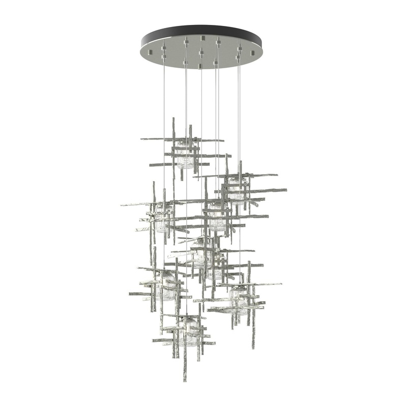 Tura 9-Light Seeded Glass Pendant Sterling