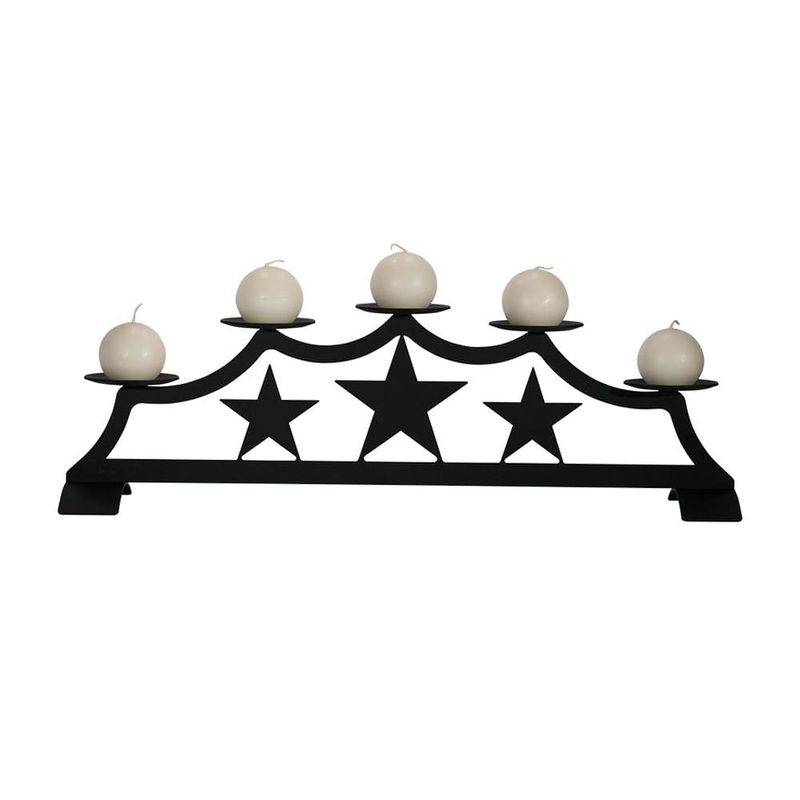 Village Wrought Iron C-PFP-45 Star Fireplace Pillar Candle Holder
