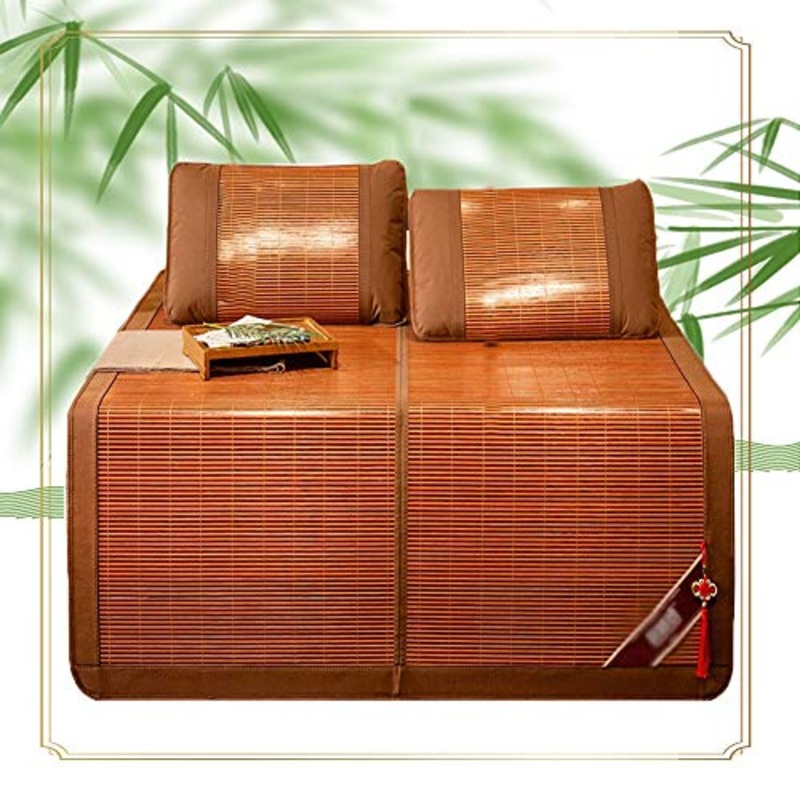 YJFENG Tappeti Estivi, Stuoia di bamb Freddo Bordo Ispessito Durevole Camera da Letto in Paglia di Ghiaccio Pieghevole Traspirante Resistente all’Usura (Color : Brown, Size : 180x200cm)