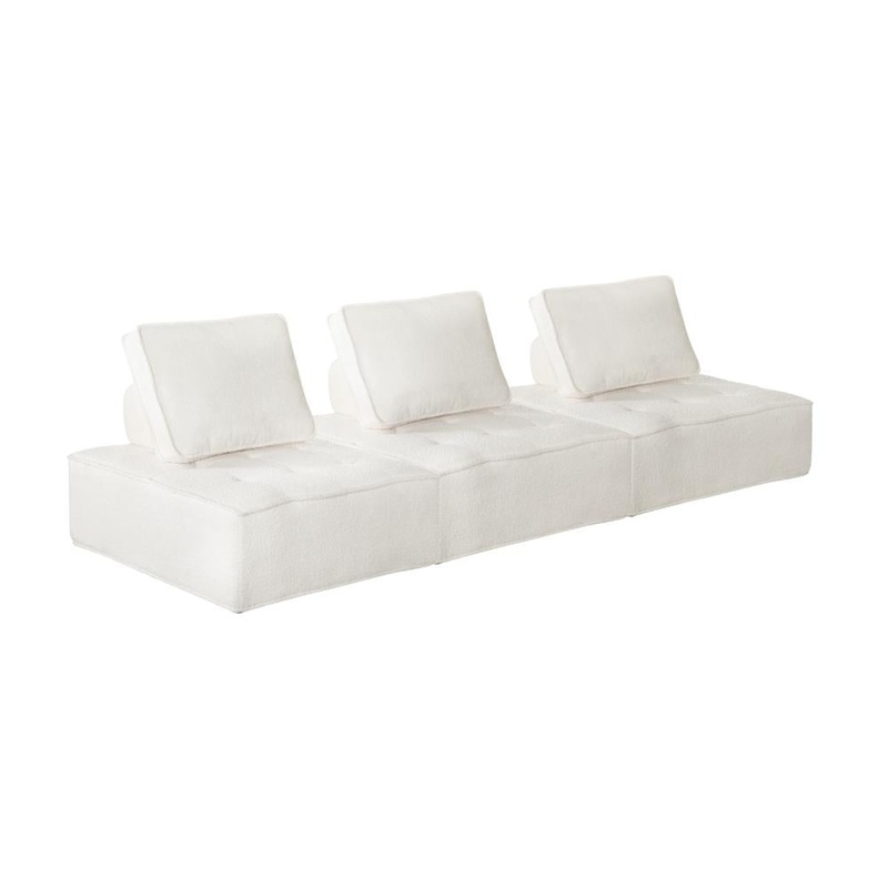 3PCS Modular Armless Sofa Sherpa White