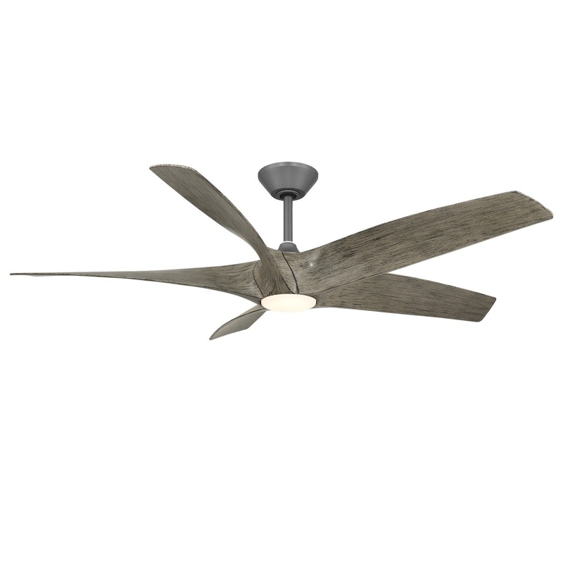 62″ 5-blade Zephyr 5 Downrod Ceiling Fans by Modern Forms Fans (Wet Rated) Graphite/Weathered Wood
