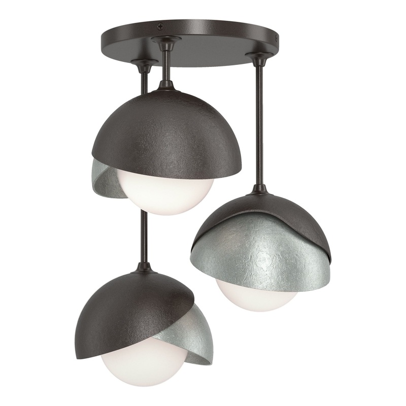 Brooklyn 3-Light Double Shade Semi-Flush Oil Rubbed Bronze Vintage Platinum
