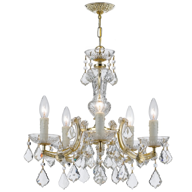 Crystorama 4376-GD-CL-SAQ Maria Theresa Five Light Mini Chandelier Gold