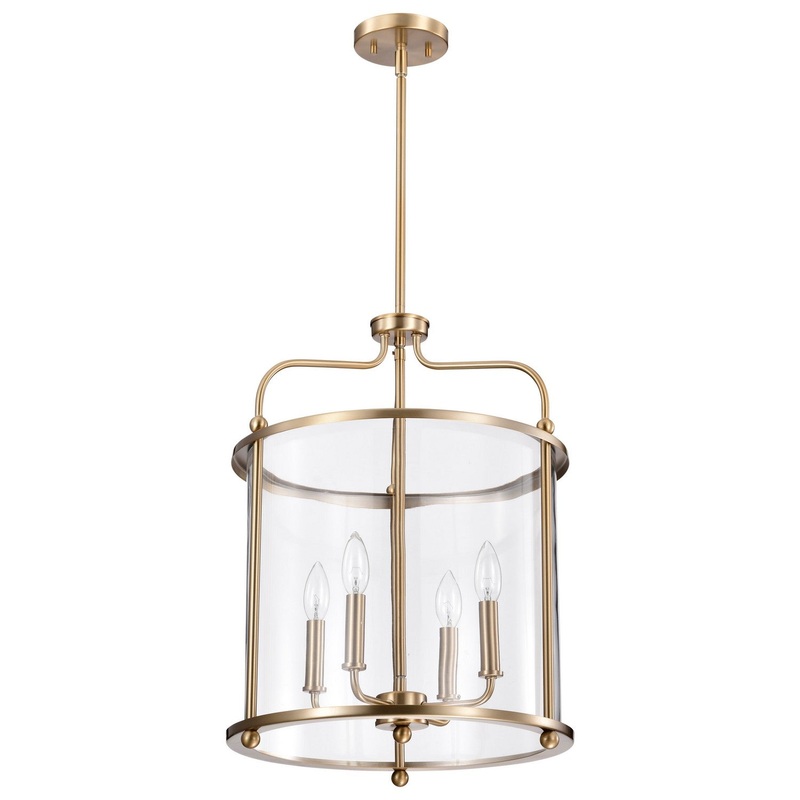 Four Light Pendant from the Yorktown Collection in Burnished Brass Finish by Nuvo Lighting
