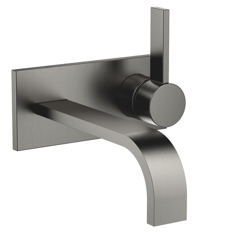 Lavatory Faucet MEM Wall Mount Mixer 1 Lever ADA WaterSense Brushed Dark Platinum 1.2 Gallons per Minute Less Drain 2 Hole