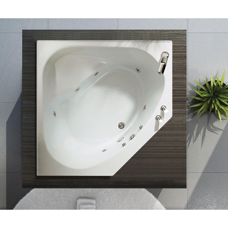 MAAX 100054-003-001-000 Tandem II 6060 Acrylic Corner Center Drain Whirlpool Bathtub in White