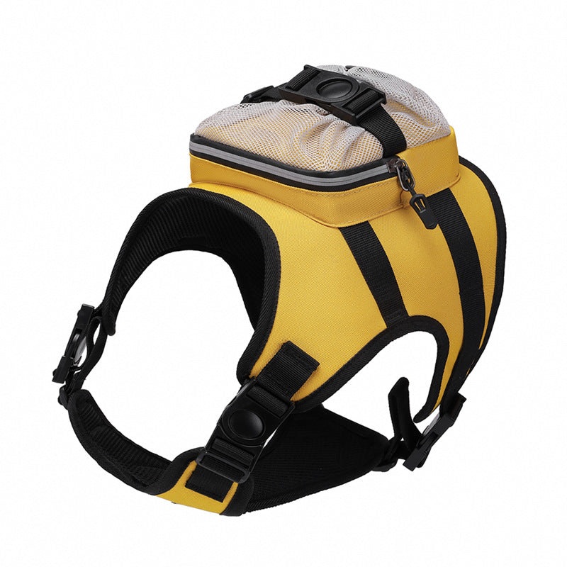 Size S Black and Yellow Ultimate Dog Harness Vest with Backpack – Padded, Reflective & Adjustable for Medium Sized Dogs