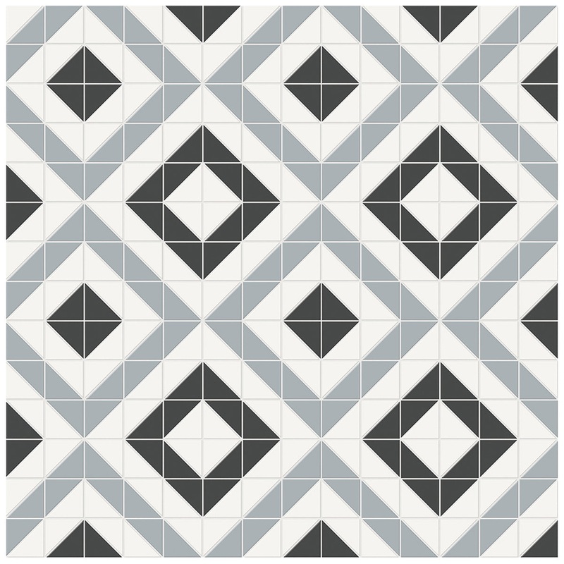 Soho Dawn Blend Cubic Pattern Matte Porcelain Mosaics. 1 Sheet = .69 Sq. Ft.