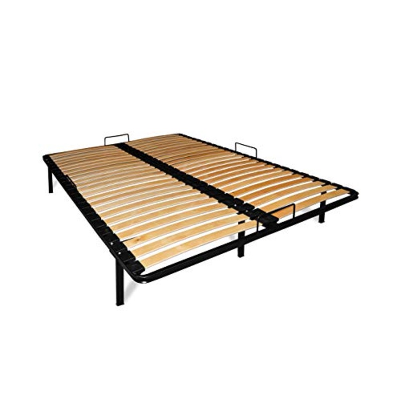 Struttura flessibile per materasso, struttura letto e letto con 6 gambe in acciaio, 48 doghe in betulla